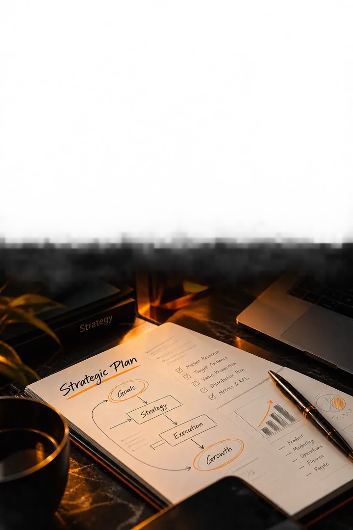 A strategic plan sketched out in a notebook